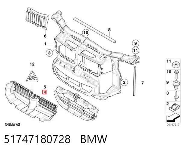Perciana do radiador de esfriamento 51747180728 BMW