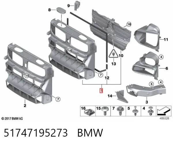 Suporte do radiador montado (painel de montagem de fixação das luzes) BMW X6 E71