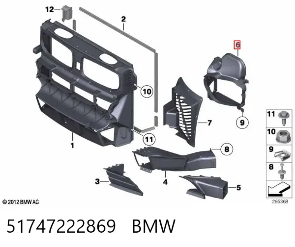 Conduto de ar (defletor) do radiador 51747222869 BMW