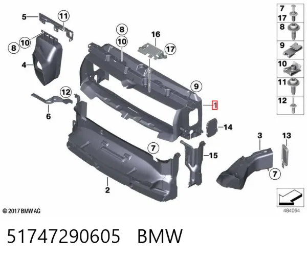 Conduto de ar (defletor) do radiador 51747290605 BMW