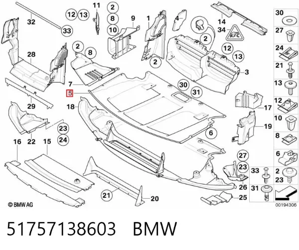 Proteção de motor, de panela (da seção de motor) 51757138603 BMW
