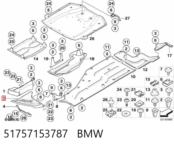 Proteção de motor esquerdo 51757153787 BMW