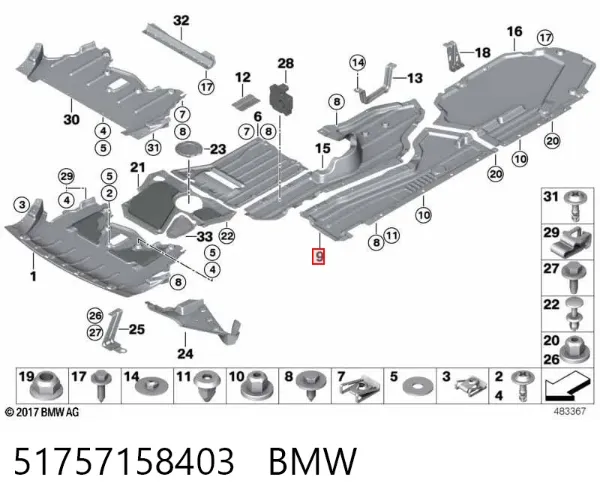 Proteção de fundo esquerda 51757158403 BMW