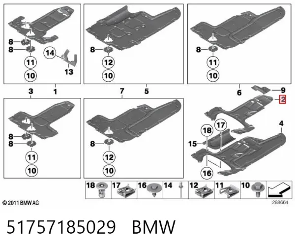 Proteção de fundo, parte média 51757185029 BMW