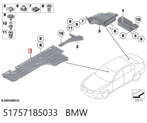 Proteção de fundo esquerda 51757185033 BMW