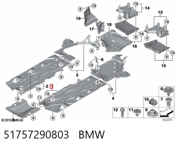 Proteção de fundo esquerda 51757290803 BMW