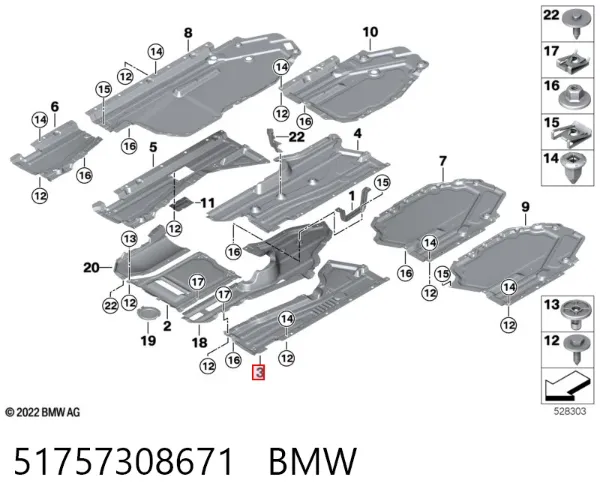 Proteção de fundo esquerda 51757308671 BMW