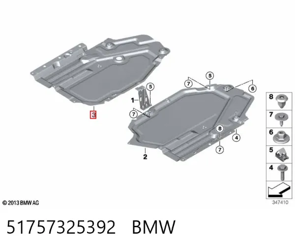 Proteção de fundo, do tanque de combustível 51757325392 BMW
