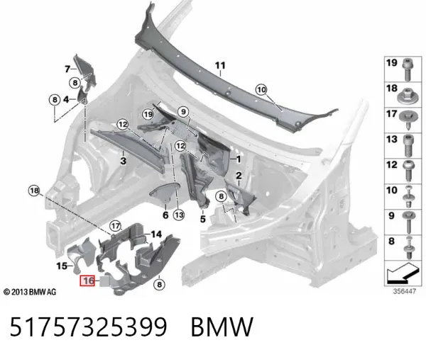 Caixa de proteção do mecanismo de direção 51757325399 BMW