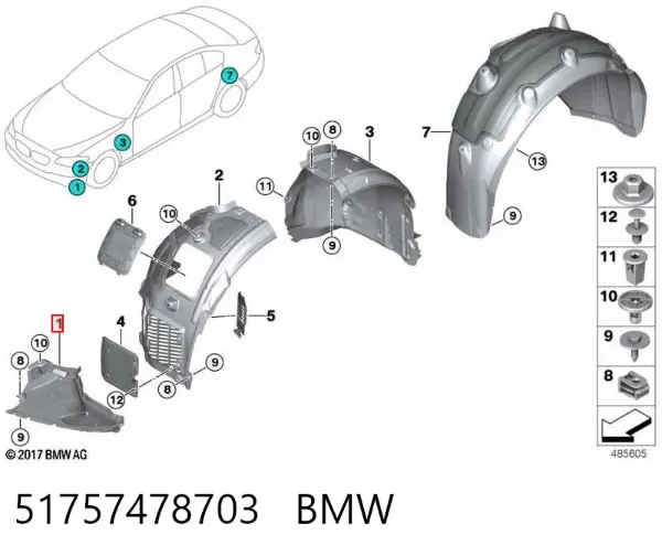 Proteção esquerda do pára-choque dianteiro 51757478703 BMW
