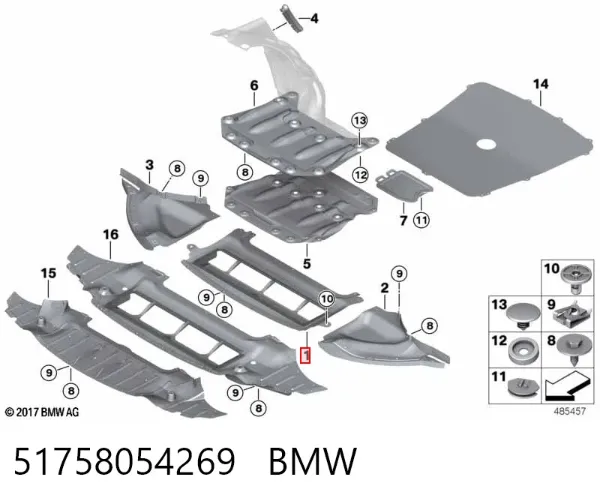 Proteção de motor dianteira 51758054269 BMW