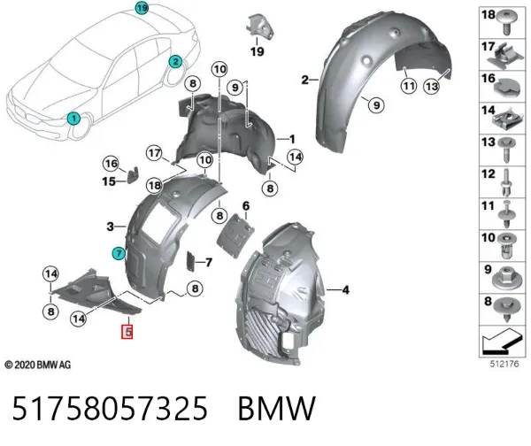 Proteção esquerda do pára-choque dianteiro 51758057325 BMW