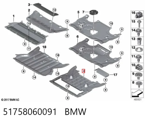 Proteção de motor, de panela (da seção de motor) 51758060091 BMW