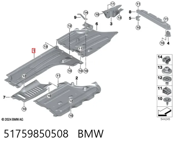 Proteção de fundo direita 51759850508 BMW