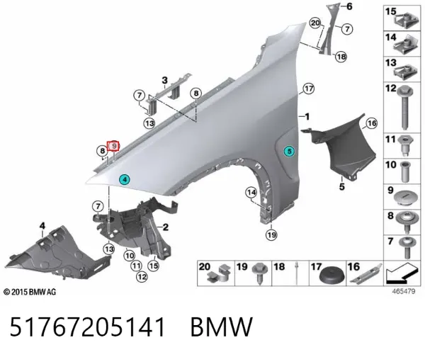 Moldura de vidro traseiro 51767205141 BMW