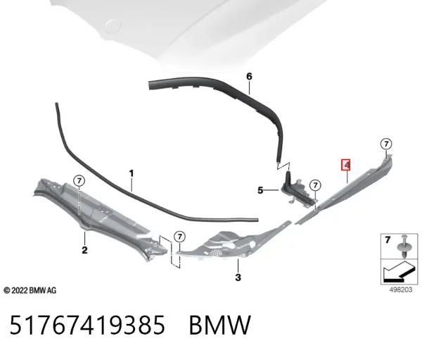 Compactador do pára-lama 51767419385 BMW