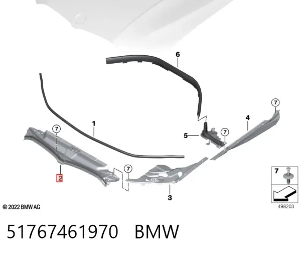 Placa sobreposta superior do painel dianteiro (de suporte do radiador) 51767461970 BMW