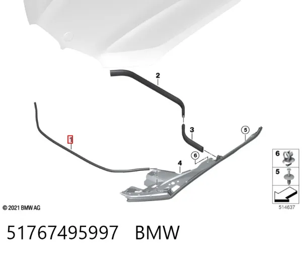 Vedação da capota 51767495997 BMW
