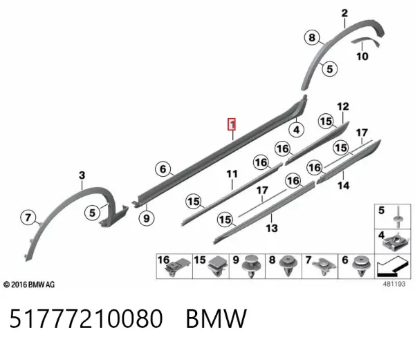 Grampo dobrável direito 51777210080 BMW