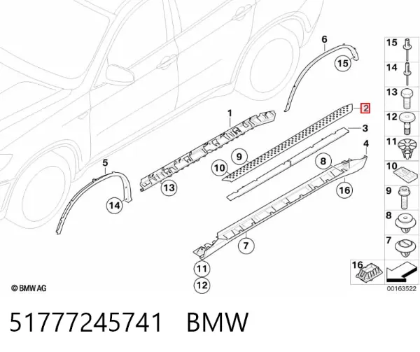 Placa sobreposta de estribo 51777245741 BMW