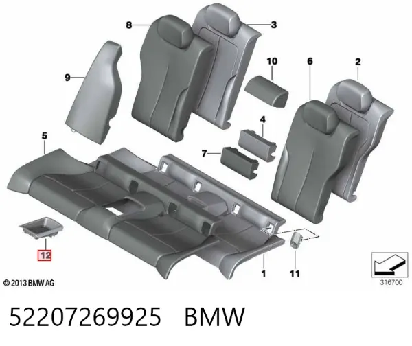 Caixa para porta-luvas (porta-luvas) 52207269925 BMW