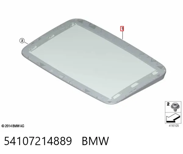 Tampa de alcapão do teto 54107214889 BMW