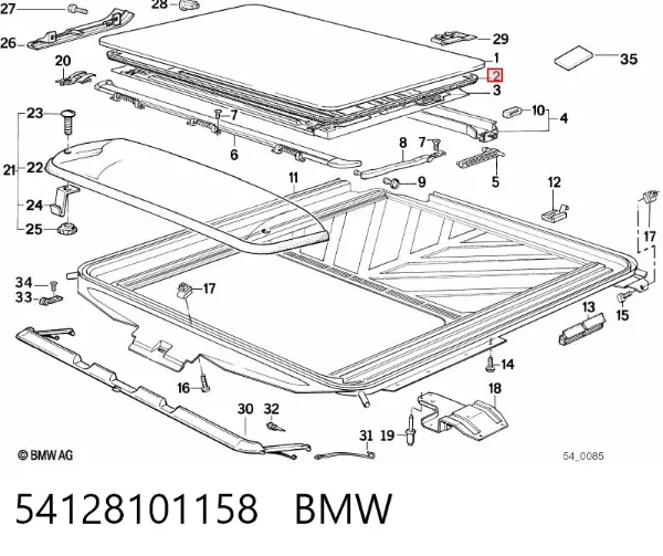 Vedação de alcapão do teto 54128101158 BMW