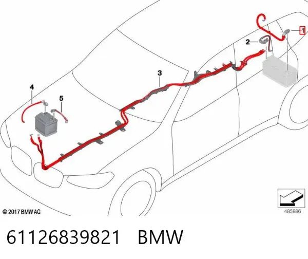 Cabo de borne positivo de bateria recarregável (PILHA) 61126839821 BMW
