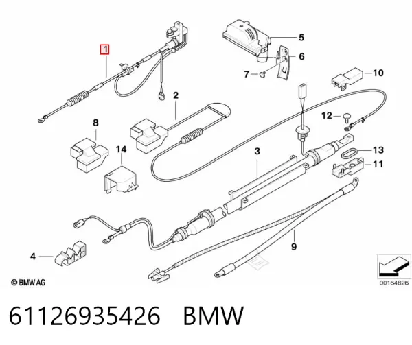 Cabo de terra de bateria recarregável (PILHA) 61126935426 BMW