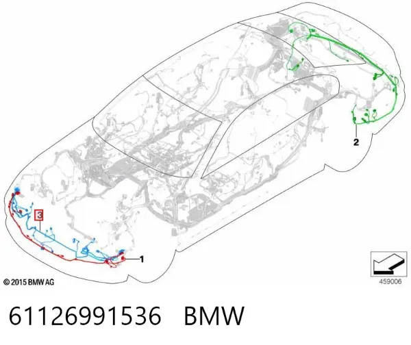 Cabo (fio) de sensor de estacionamento do pára-choque dianteiro 61126991536 BMW
