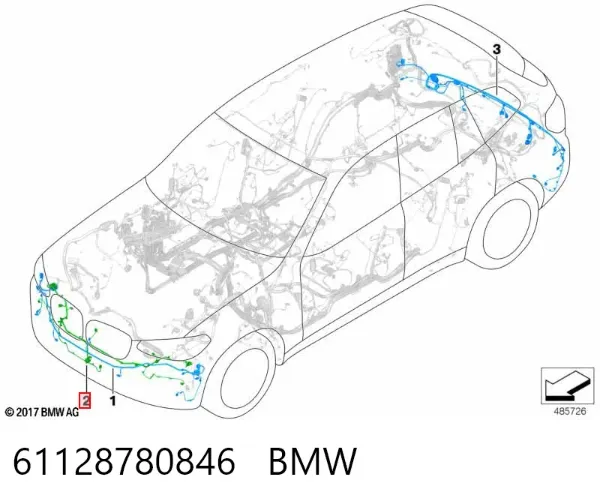 Cabo (fio) de sensor de estacionamento do pára-choque dianteiro 61128780846 BMW