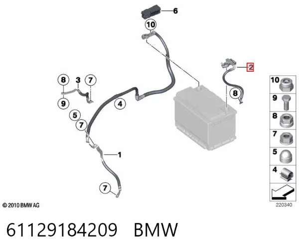 Cabo de terra de bateria recarregável (PILHA) 61129184209 BMW