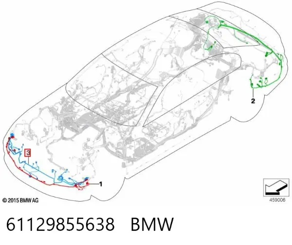 Cabo (fio) de sensor de estacionamento do pára-choque dianteiro 61129855638 BMW