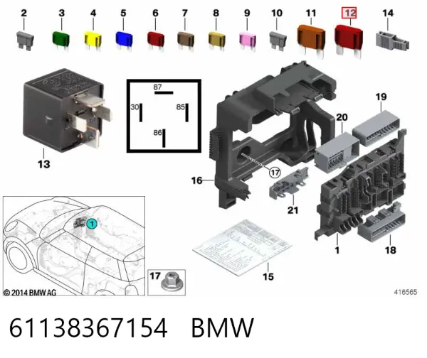 Dispositivo de segurança 61138367154 BMW