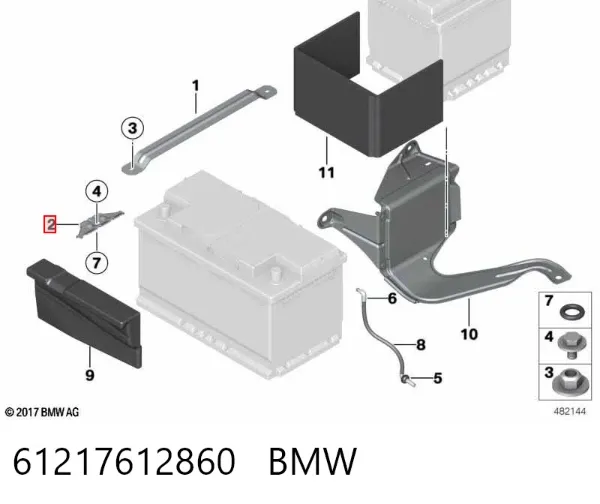 Fixação (suporte) de bateria recarregável 61217612860 BMW