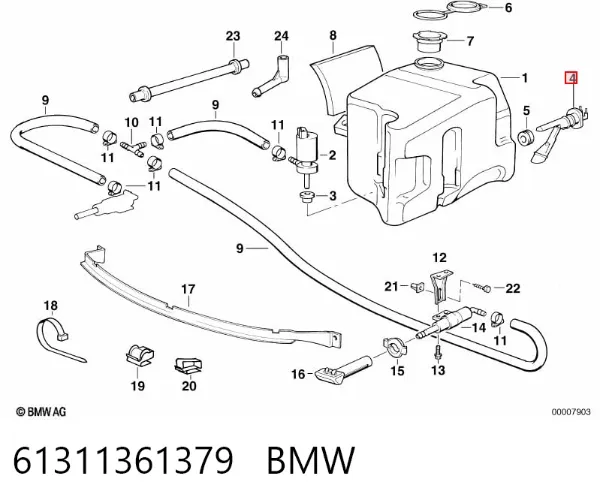 Sensor do nível de tanque de lavador de pára-brisas 61311361379 BMW