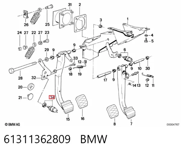 Sensor de ativação do sinal de parada 61311362809 BMW