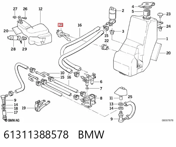 Sensor do nível de tanque de lavador de pára-brisas 61311388578 BMW