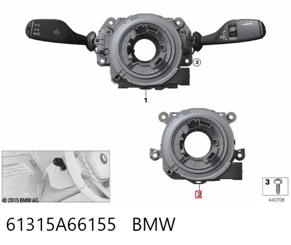 Anel AIRBAG de contato, cabo plano do volante 61315A66155 BMW