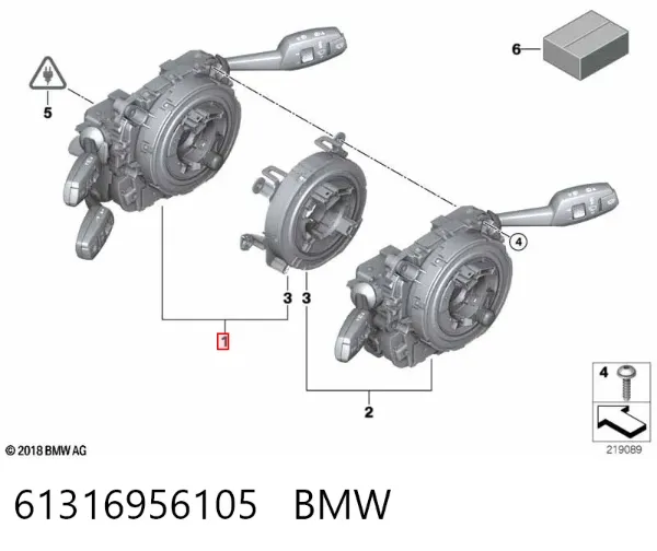 Comutador instalado na coluna da direção, montado BMW 1 E81