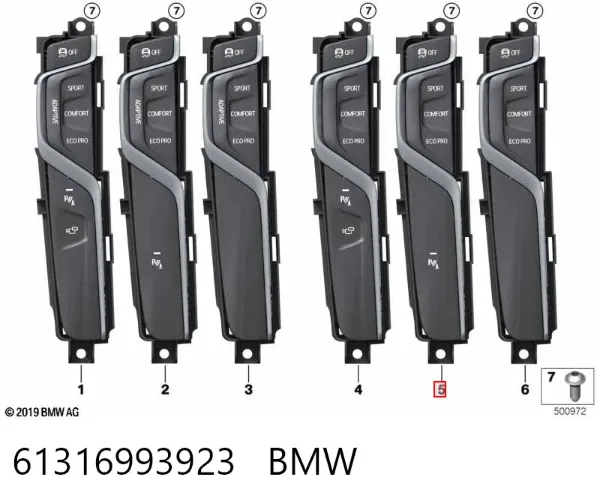 Bloco de botões do console central 61316993923 BMW