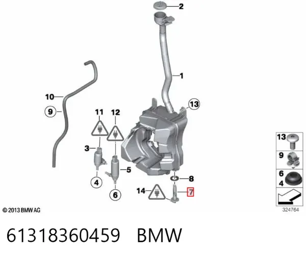 Sensor do nível de tanque de lavador de pára-brisas 61318360459 BMW