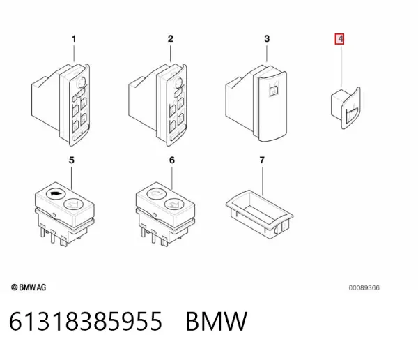 Botão traseiro esquerdo de ativação de motor de acionamento de vidro 61318385955 BMW