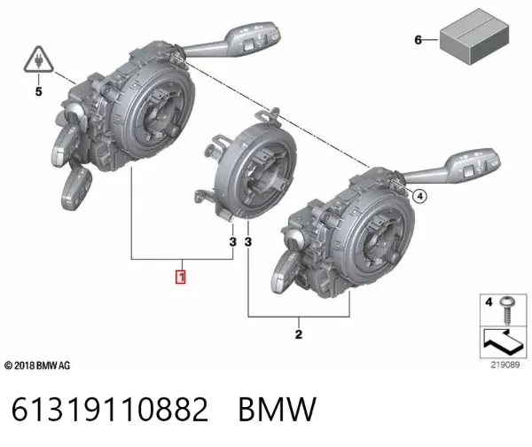Comutador instalado na coluna da direção, montado 61319110882 BMW