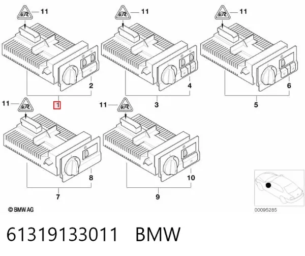 Comutador das luzes no "painel de instrumentos" 61319133011 BMW