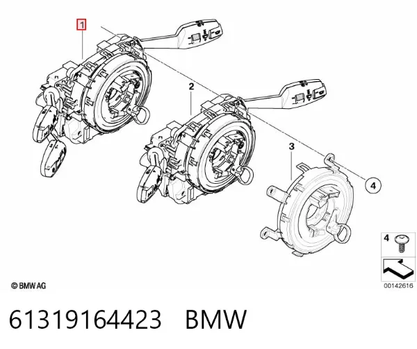Comutador instalado na coluna da direção, montado 61319164423 BMW