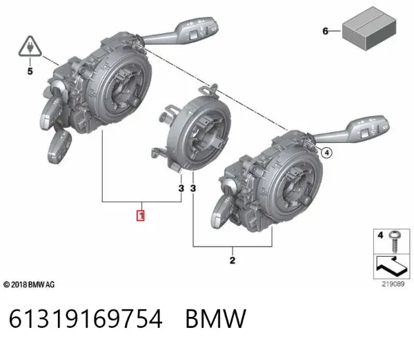 Comutador instalado na coluna da direção, montado 61319169754 BMW