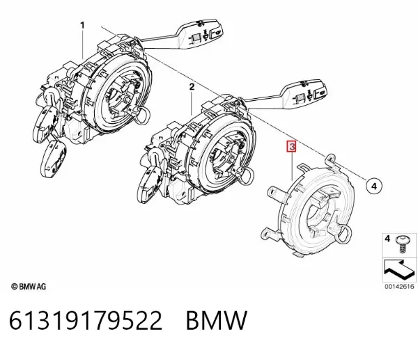 Anel AIRBAG de contato, cabo plano do volante 61319179522 BMW