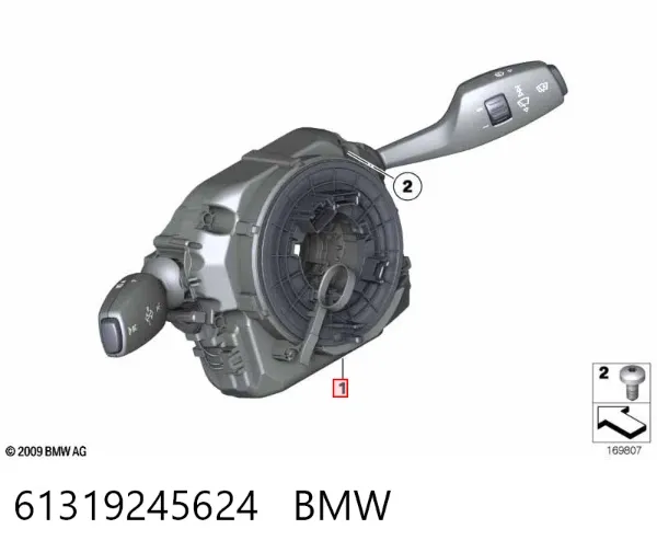 Comutador instalado na coluna da direção, montado 61319245624 BMW