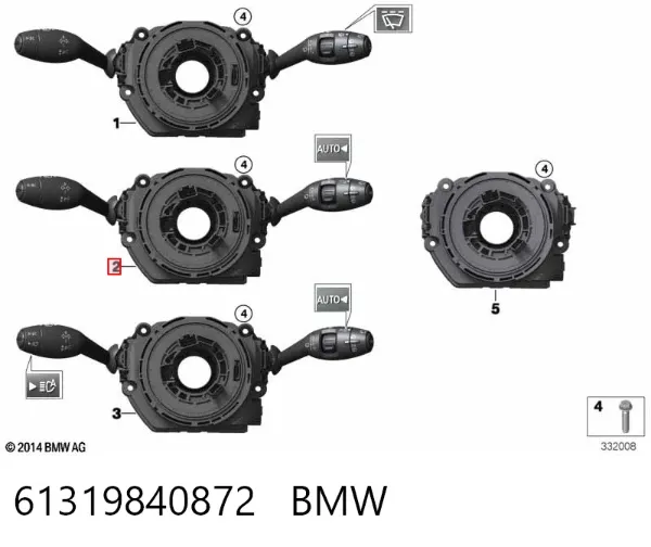 Comutador instalado na coluna da direção, montado 61319840872 BMW
